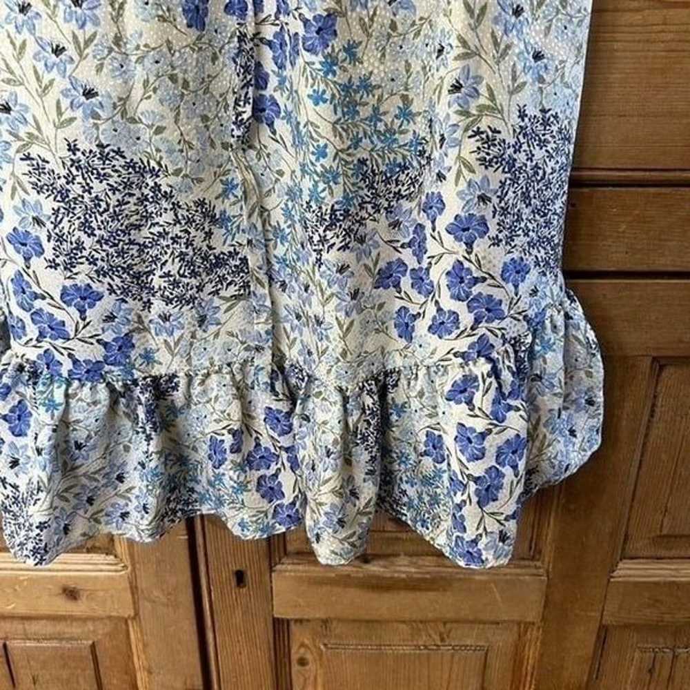 Rebecca Taylor 8 Dress Blue White Floral Ruffle V… - image 6