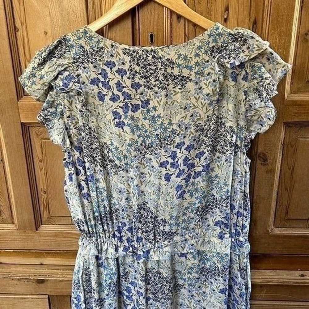 Rebecca Taylor 8 Dress Blue White Floral Ruffle V… - image 8