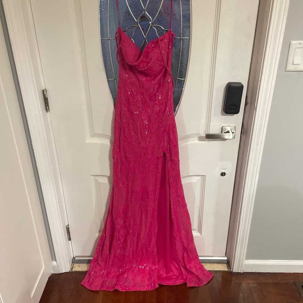 Long hot pink dress - image 1