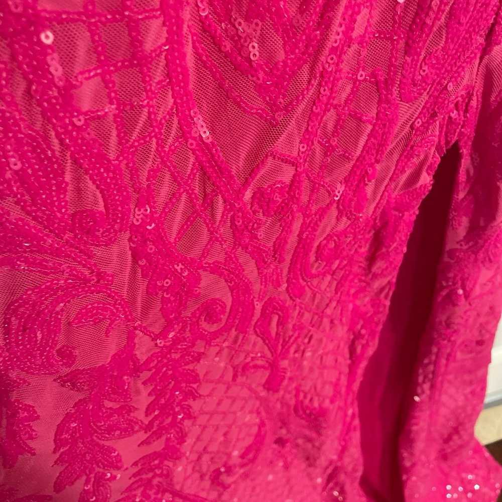 Long hot pink dress - image 4