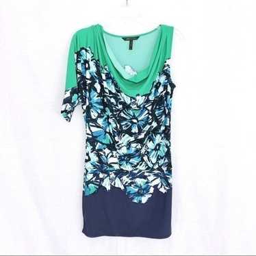 BCBGMaxazria Floral Green Navy Blue Drap Large - image 1