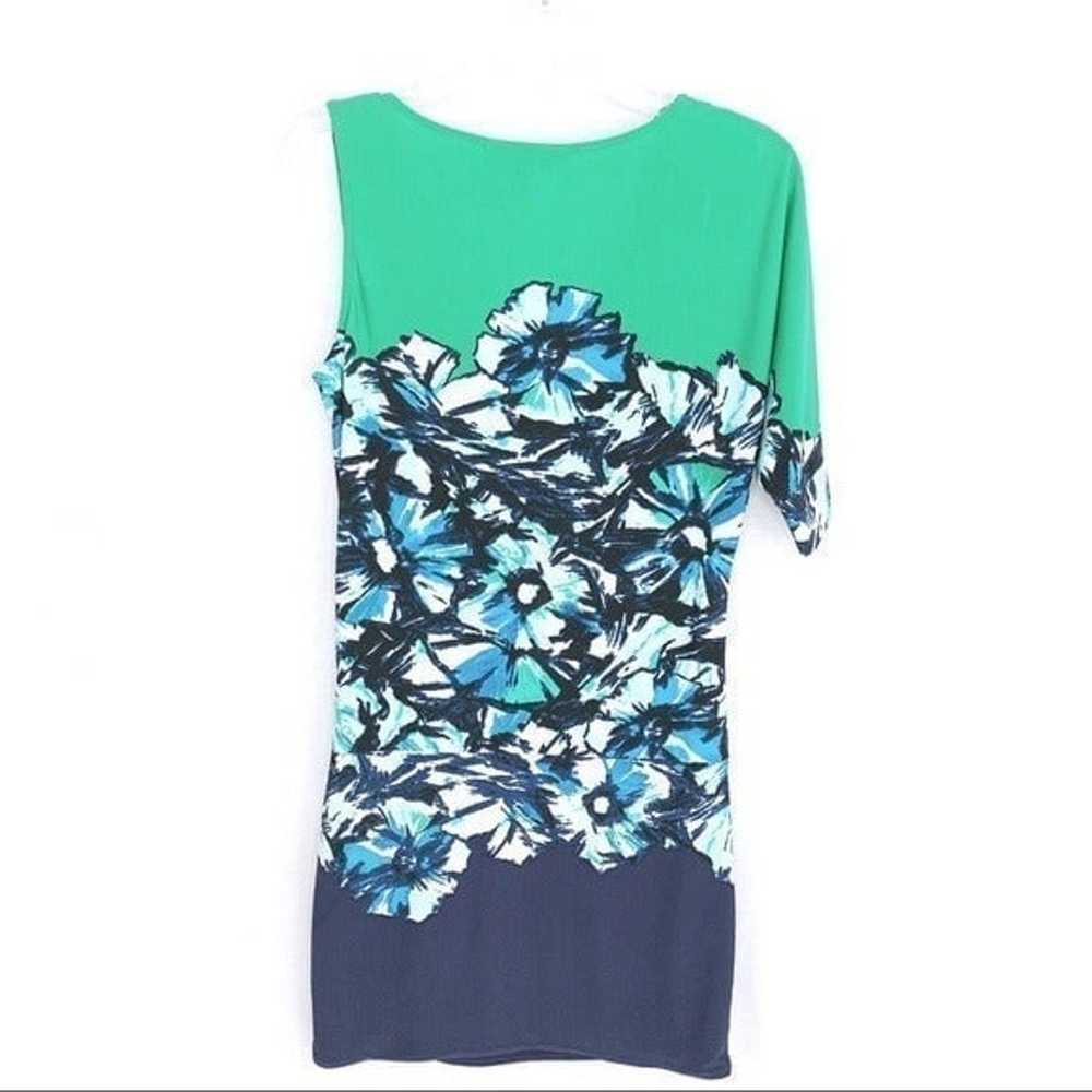 BCBGMaxazria Floral Green Navy Blue Drap Large - image 2