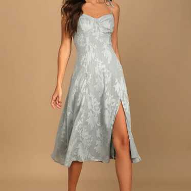 Lulu's Loveliest Looks Dusty Blue Floral Jacquard… - image 1