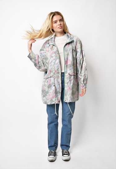 90s vintage wind coat long parka in pastel multi c