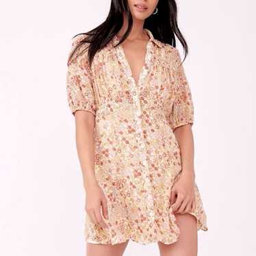 Free people floral boho button front dress L