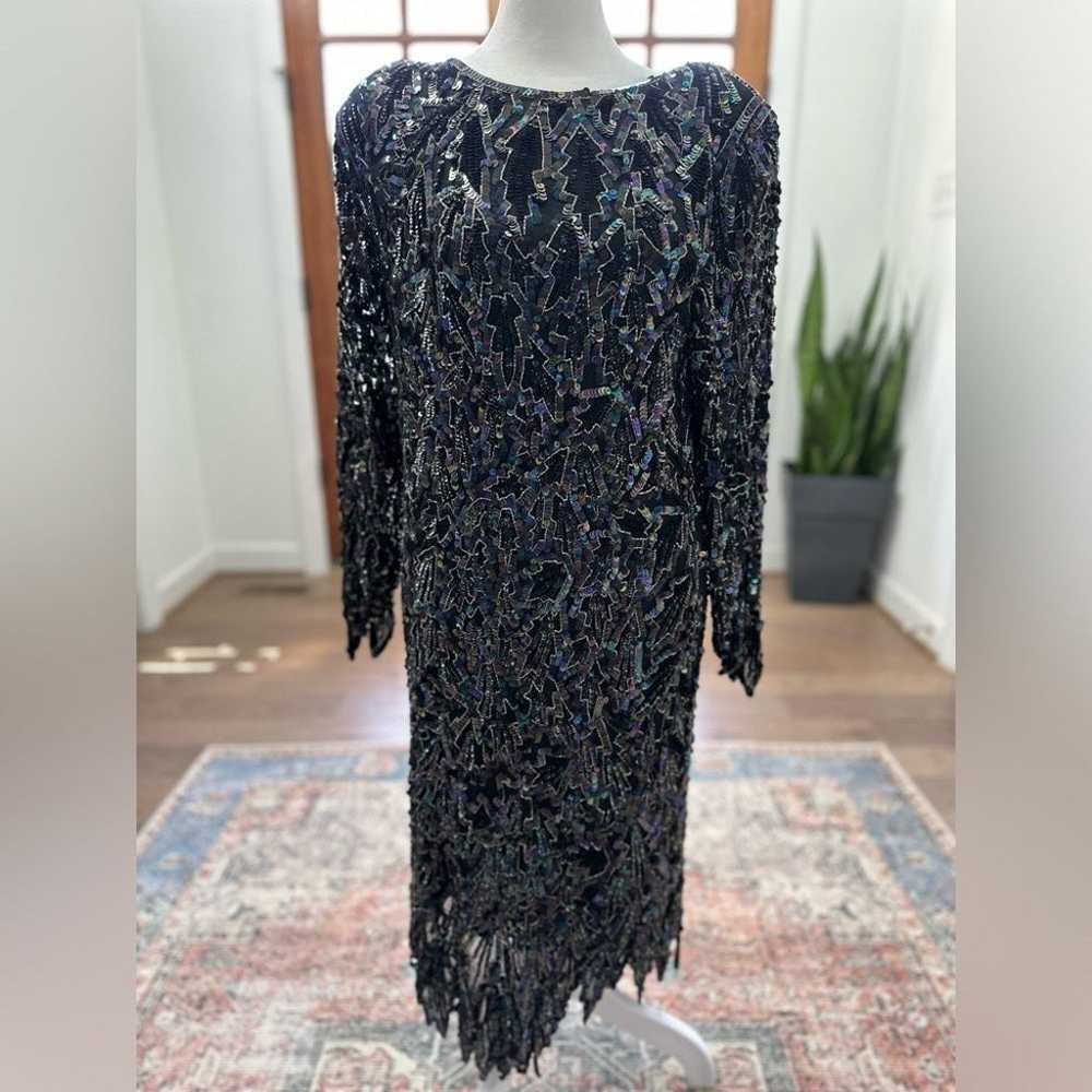 Gudi VTG 1980’s 100% Silk Sequin Dress/Size L - image 1