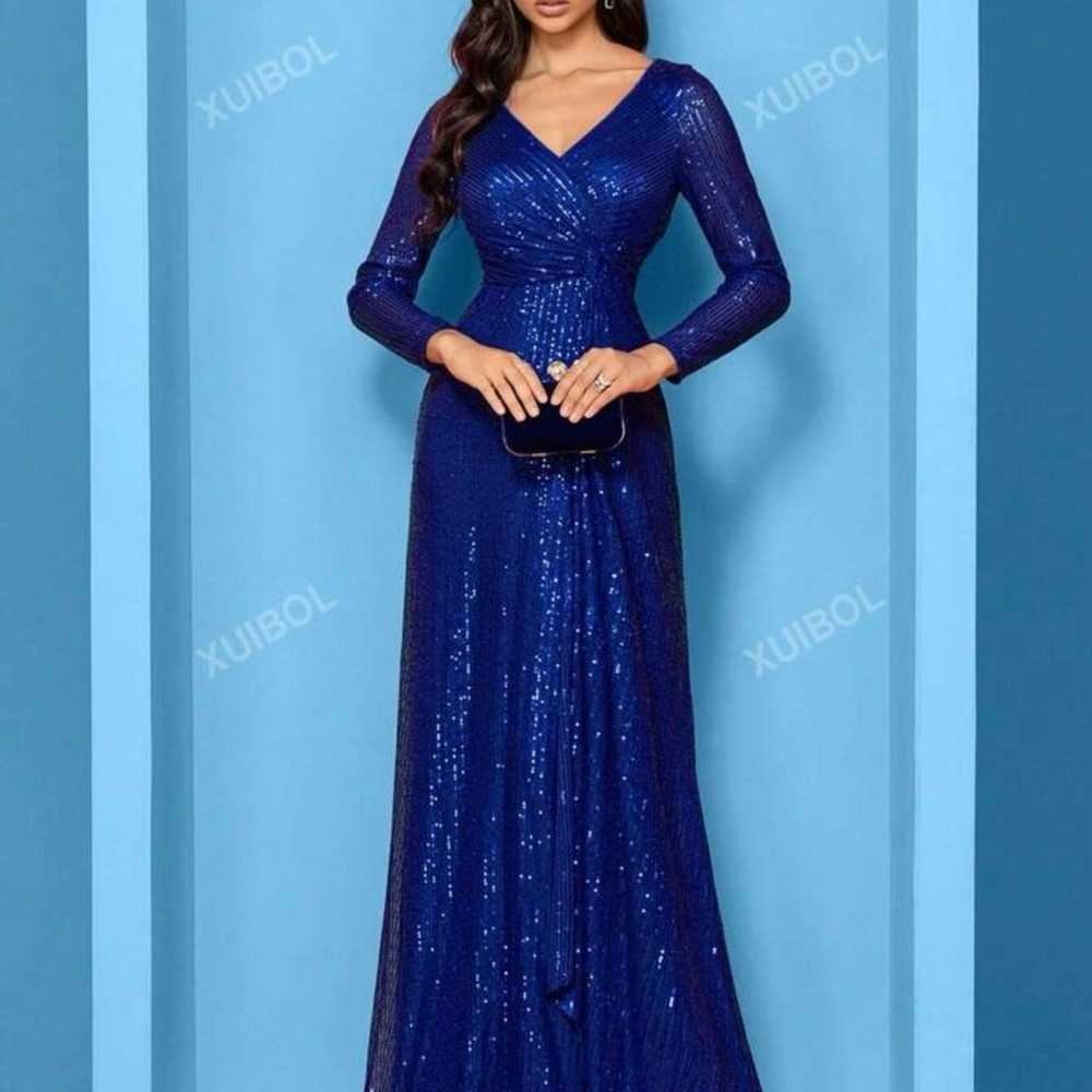 Royal blue beaded maxi dress - image 2