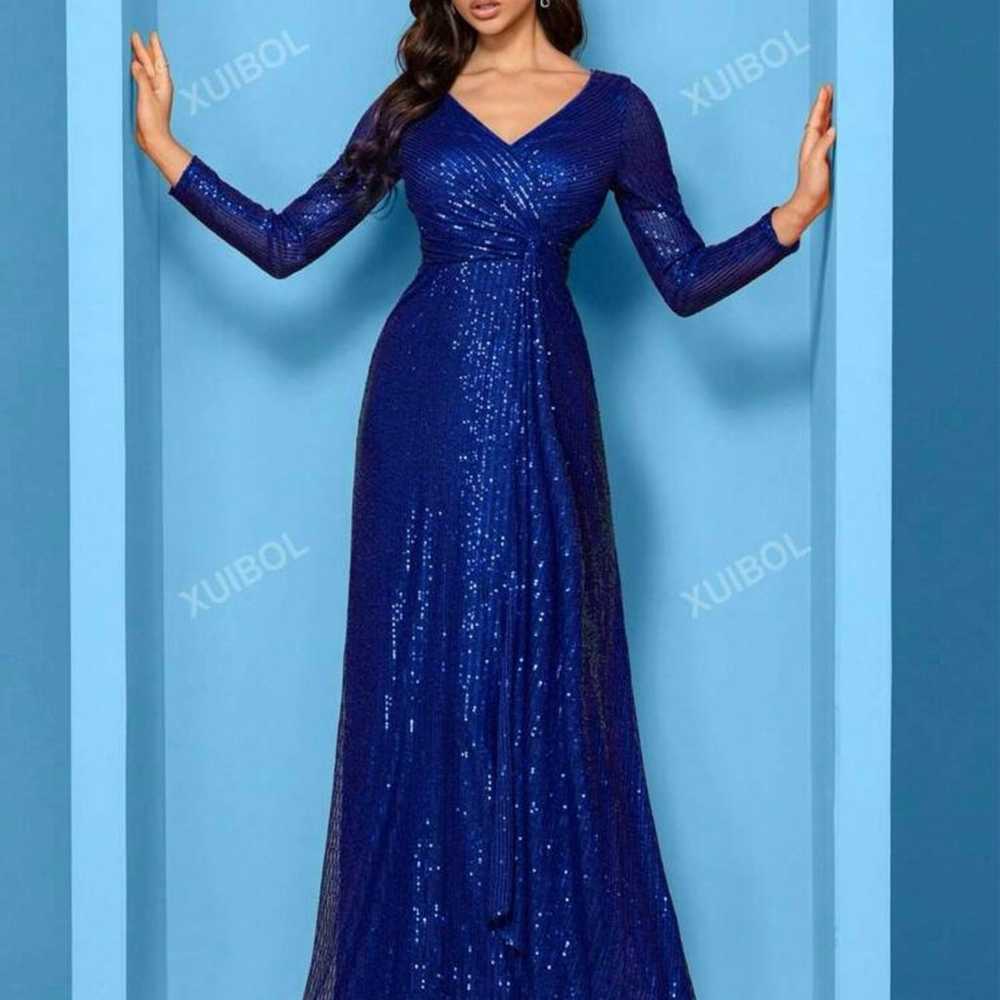 Royal blue beaded maxi dress - image 3