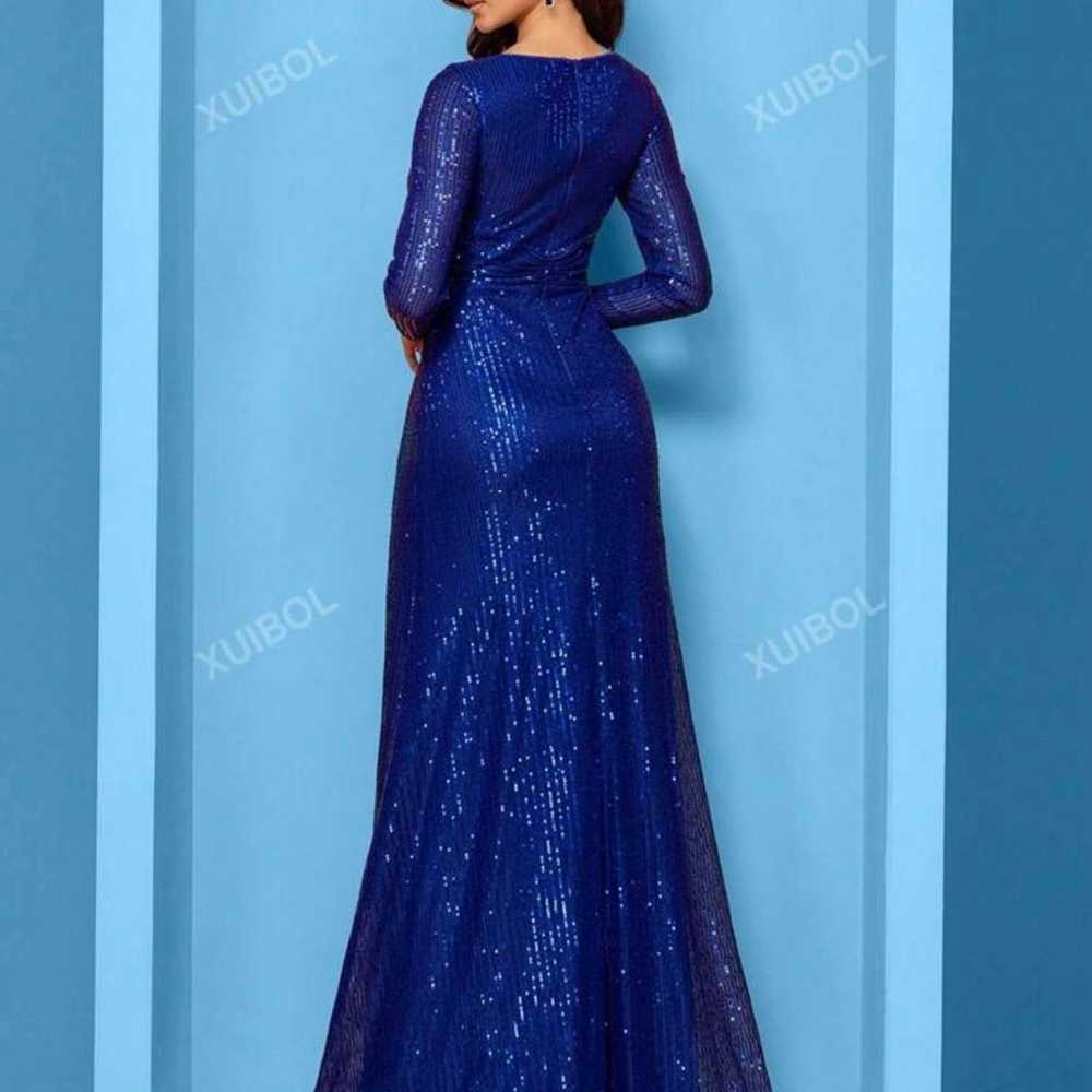 Royal blue beaded maxi dress - image 4