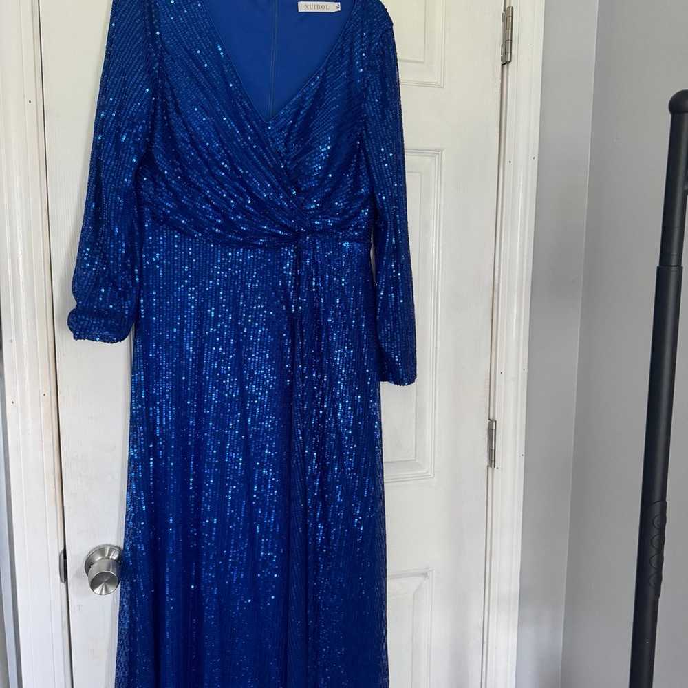 Royal blue beaded maxi dress - image 6