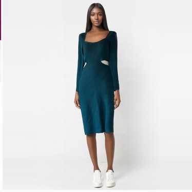 Abercrombie Blue Green Stripe Lace-up popular Ribbed Midi Dress