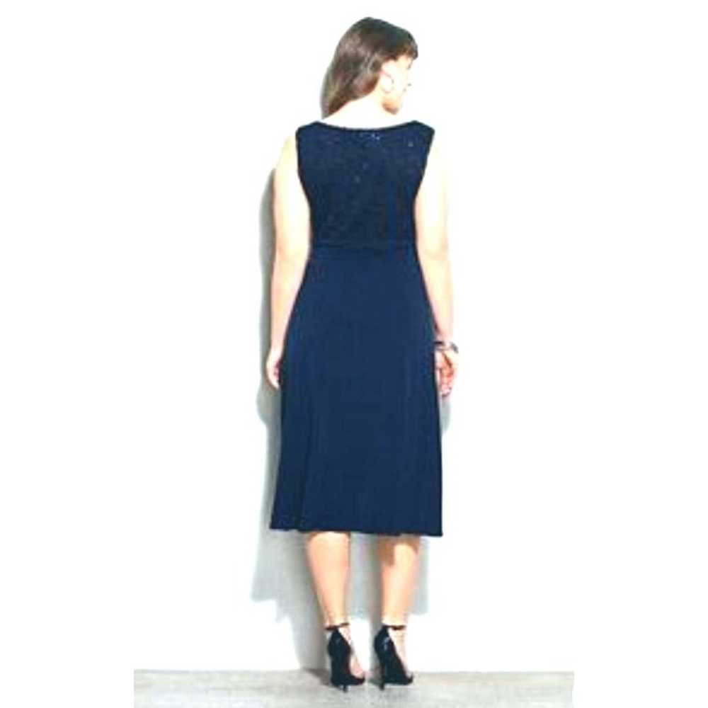 Size 22W 3X NEW NAVY BLUE LACE BODICE MIDI DRESS … - image 2