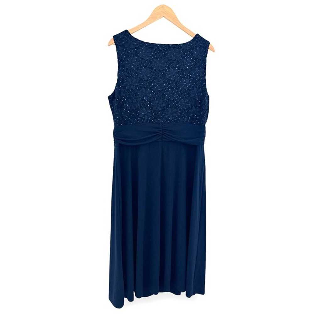 Size 22W 3X NEW NAVY BLUE LACE BODICE MIDI DRESS … - image 5