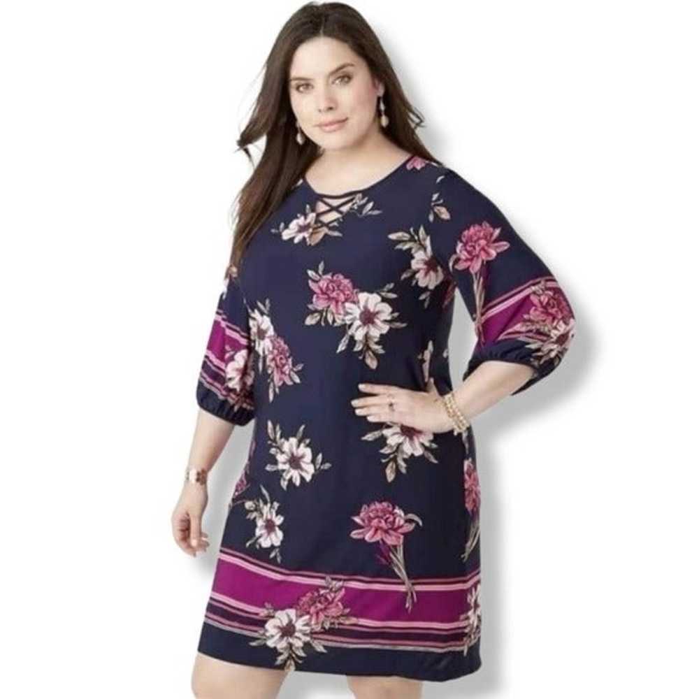 NWOT Sandra Darren Floral Shift Dress - 22W - image 1