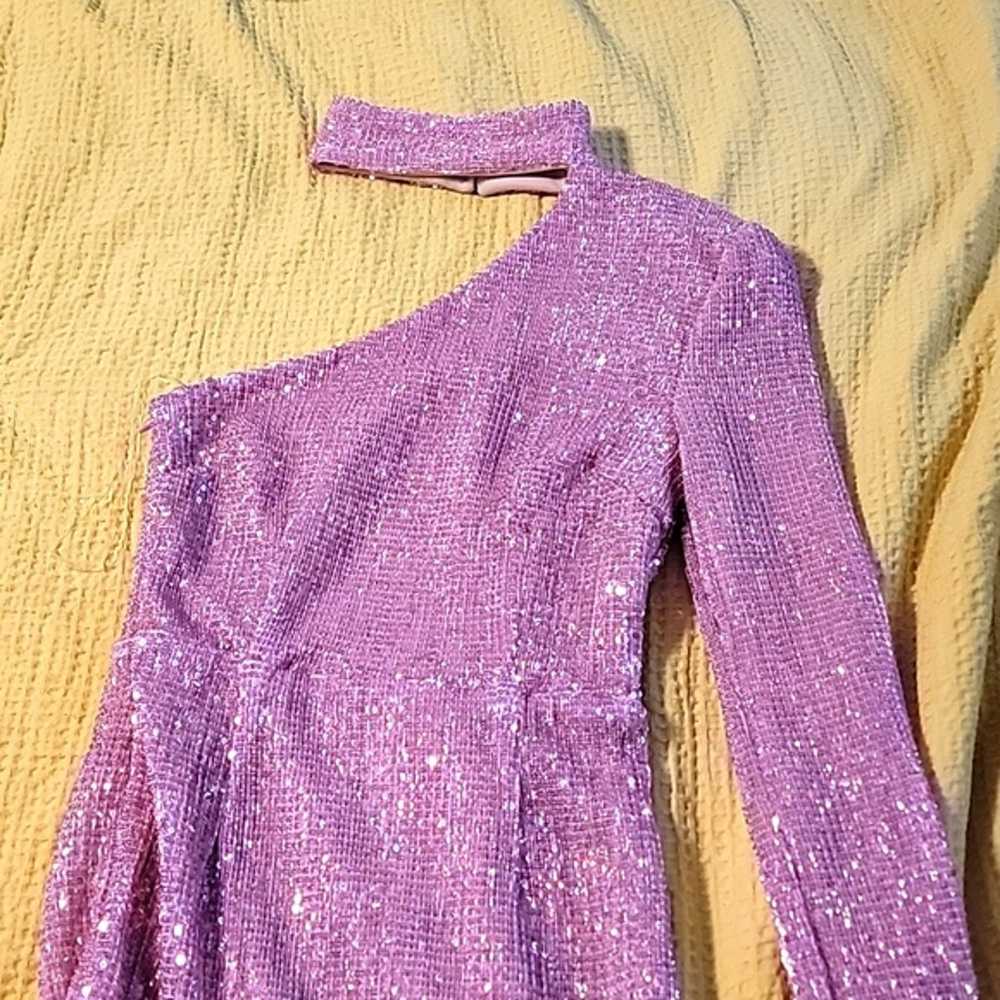 Womens Small Pink full sequin one shoulder dress - image 2