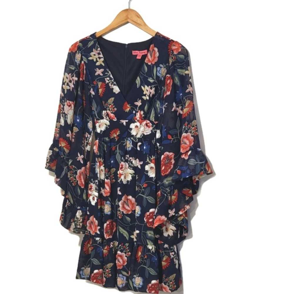 Betsey Johnson Bambi Floral V Neck Bell Sleeve Ru… - image 12