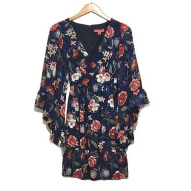 Betsey Johnson Bambi Floral V Neck Bell Sleeve Ru… - image 1