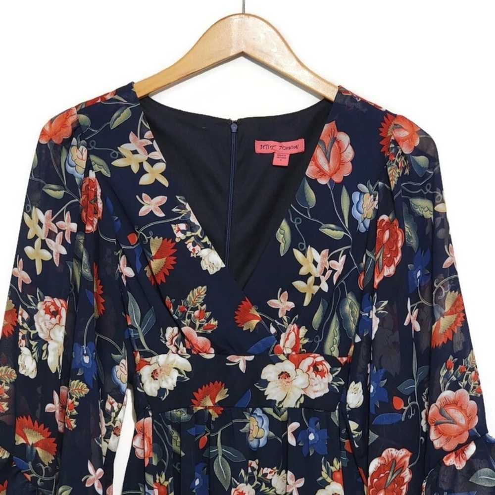 Betsey Johnson Bambi Floral V Neck Bell Sleeve Ru… - image 3