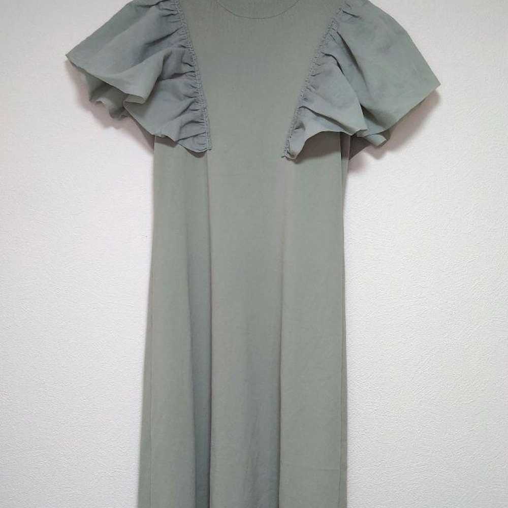 CELFORD Mint Color A-line Dress with Shoulder Fri… - image 1