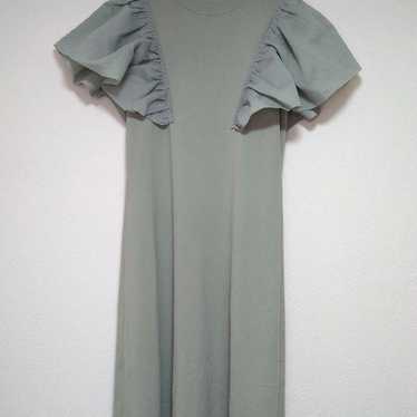 CELFORD Mint Color A-line Dress with Shoulder Fri… - image 1