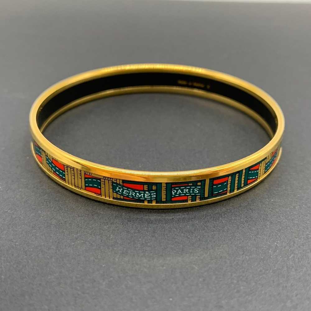 Hermes Hermes enamel PM bangle bracelet ribbon me… - image 2