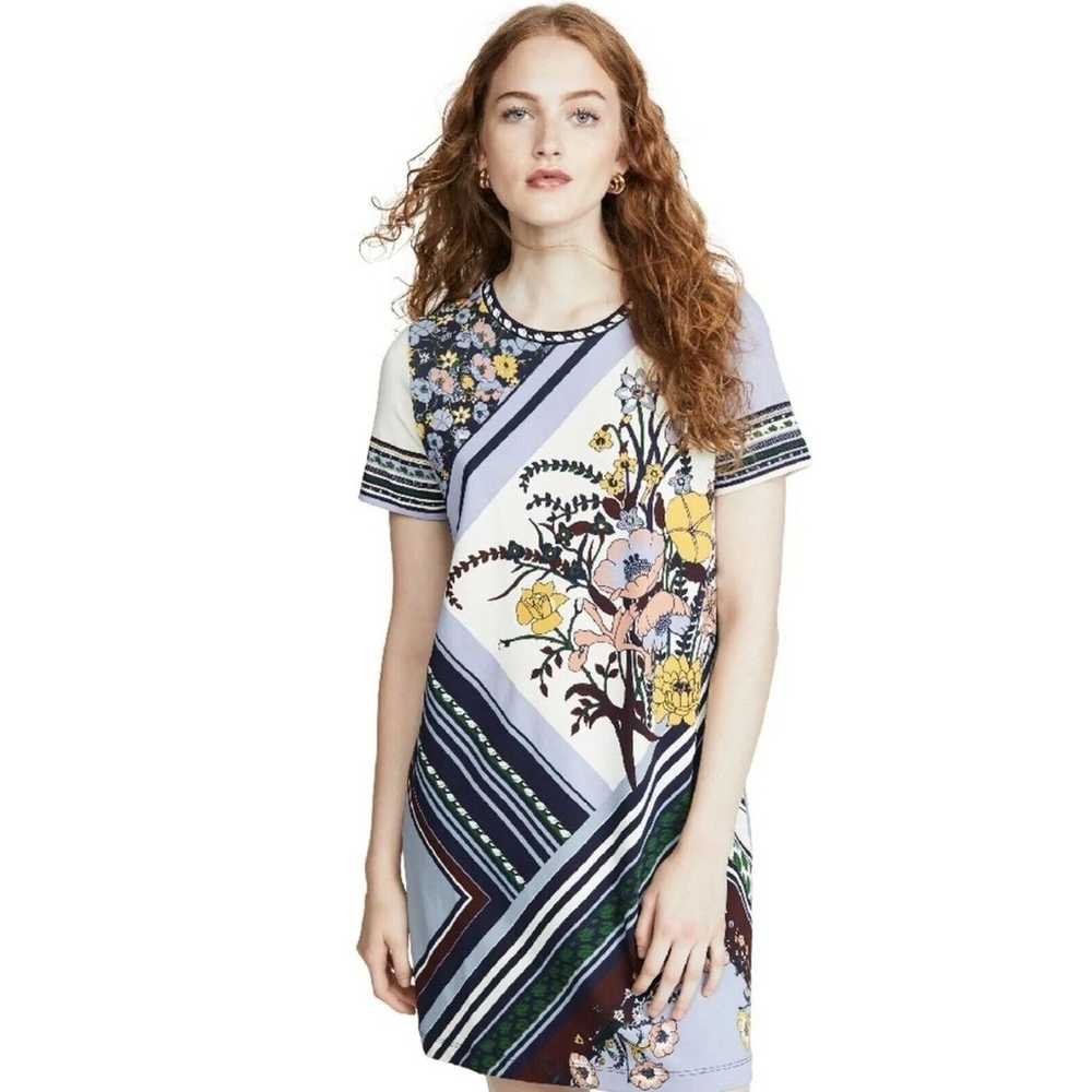 Tory Burch Womens Abstract Floral T Shirt Dress M… - image 1