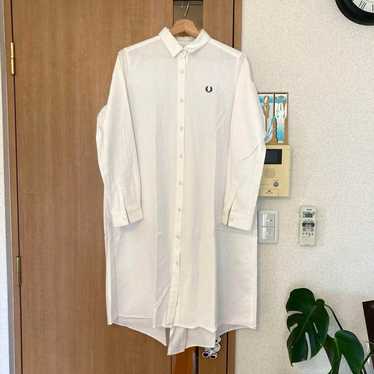 Fred Perry Shirt Dress White Long Sleeve