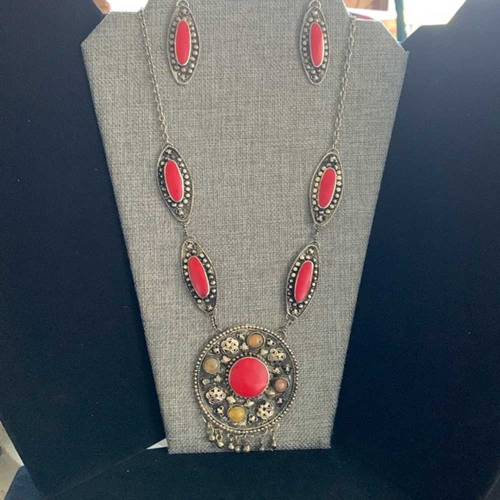 Vintage Elegante Boho Necklace & Earring Set - image 1