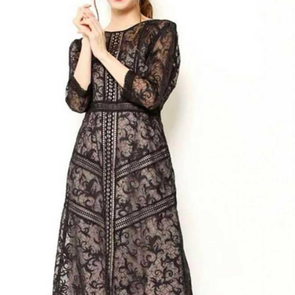 FRAY I.D Black Lace Seven-Quarter Length Dress - image 1