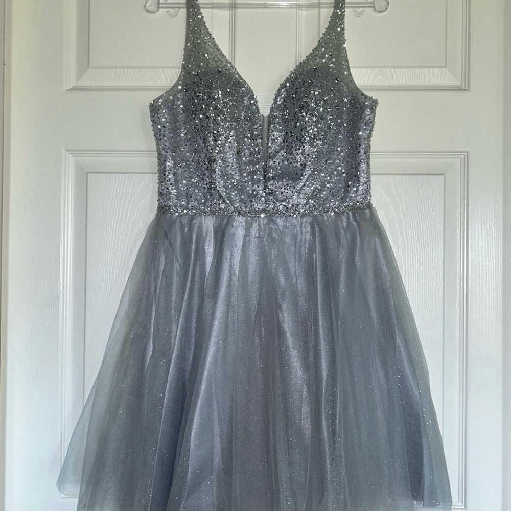 Cinderella Divine Silver Sequin Tulle Homecoming … - image 1