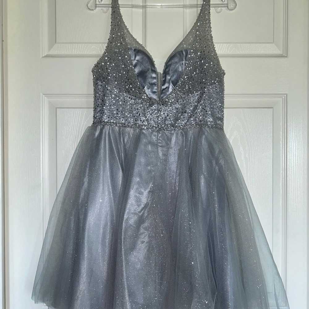 Cinderella Divine Silver Sequin Tulle Homecoming … - image 2