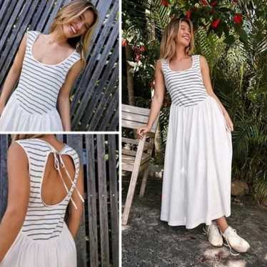 Free People Alana Open-Back Striped Midi.