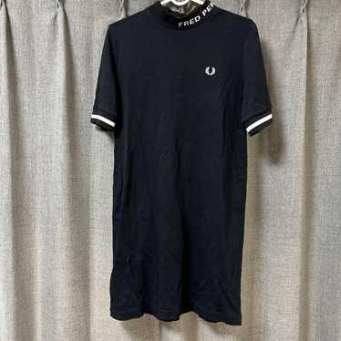 FRED PERRY Black Mini One-Piece Dress with Short … - image 1