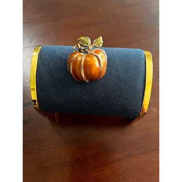 Vintage Liz Claiborne Pumpkin Brooch Enamel Signe… - image 1