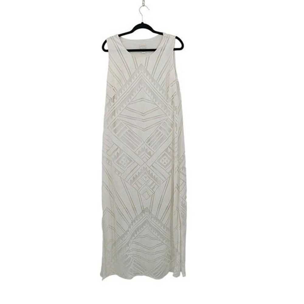 Chico's Dress L White Burnout Maxi Sheer Cutout P… - image 5