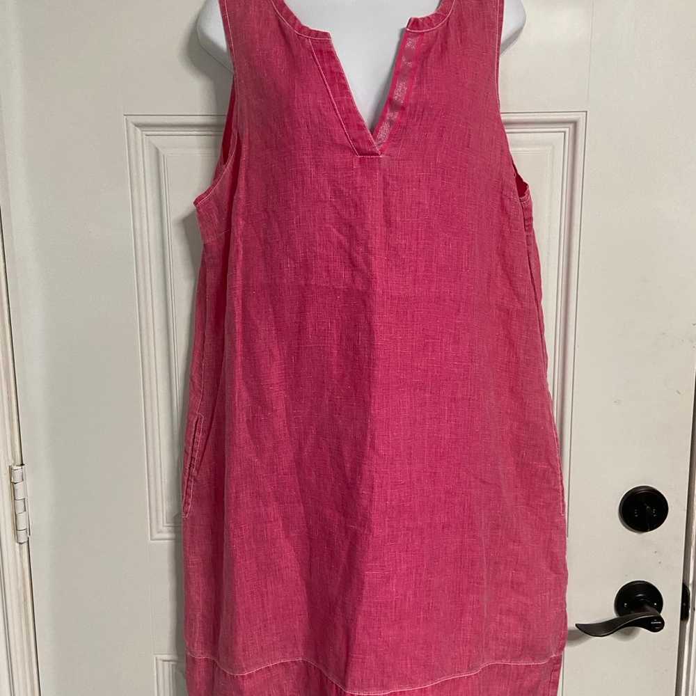 D7- TOMMY BAHAMA Barbie Pink LINEN Shift Tank Dre… - image 1