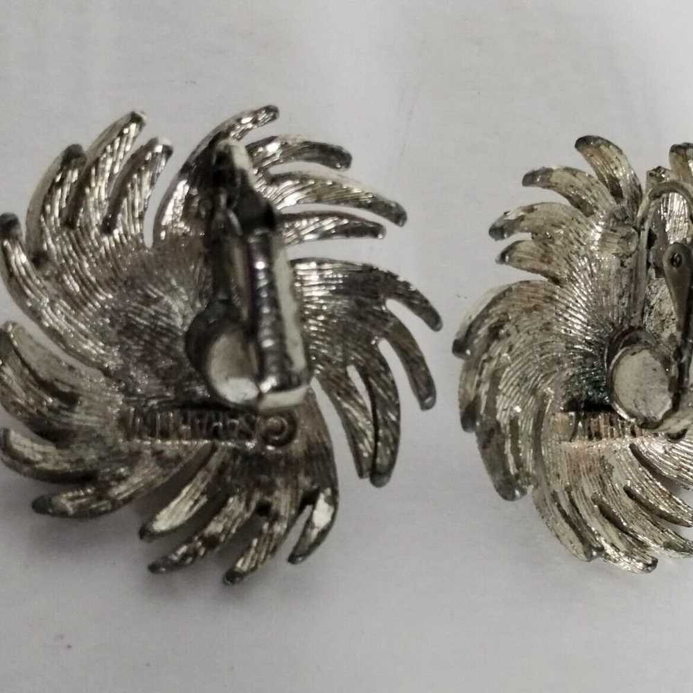 Vtg Sarah Coventry Silver Tone Flower Faux Pearl … - image 2