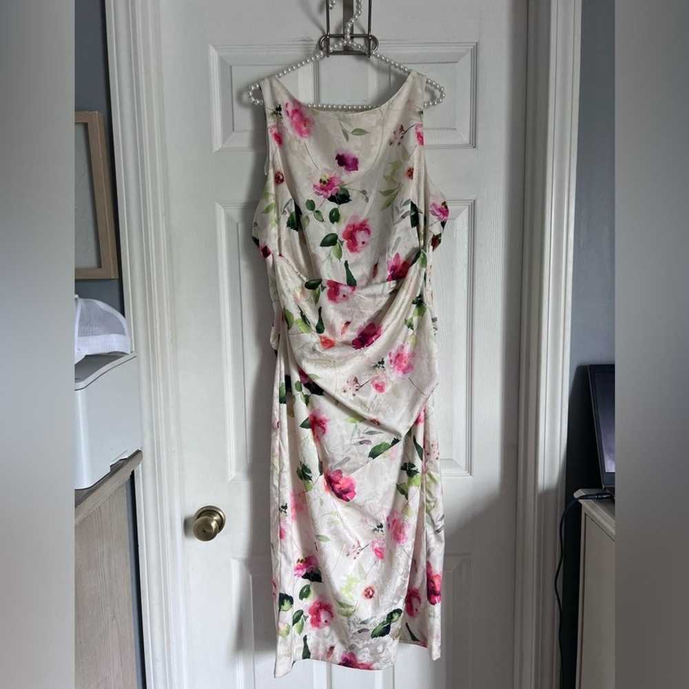 Eliza J Garden Floral Ruched Satin Dress NWOT Siz… - image 2