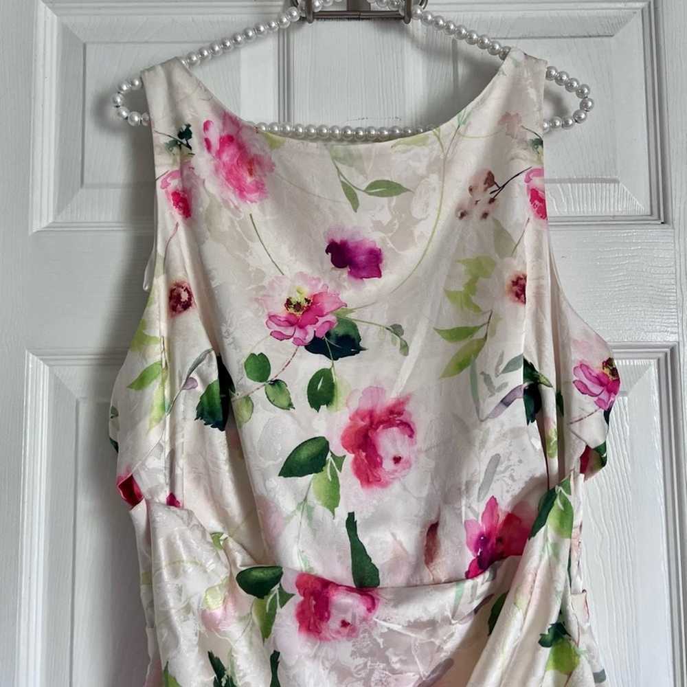 Eliza J Garden Floral Ruched Satin Dress NWOT Siz… - image 3