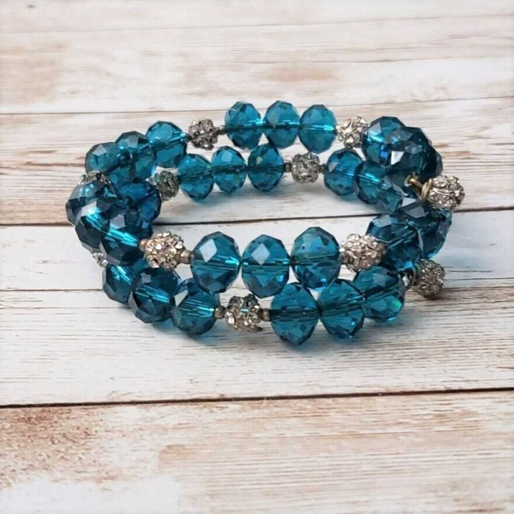 Vintage Bracelet / Bangle Stunning Blue Wrap Brac… - image 1