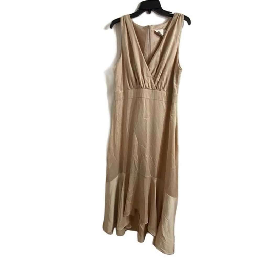 BHLDN Fairbanks Satin Dress Sz 16 Cream Tan Anthr… - image 4