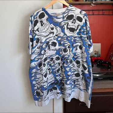 Liquid Blue Aop Skulls T-Shirt - Gem