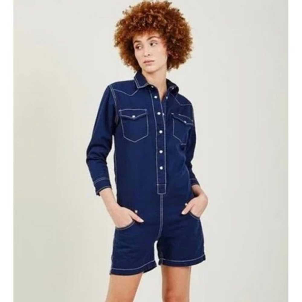 Denimist Cowboy Blue Cotton Long Sleeve Romper - image 10