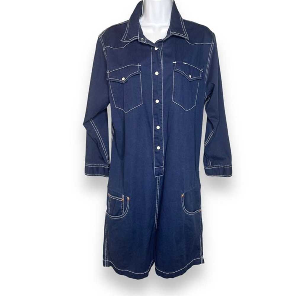 Denimist Cowboy Blue Cotton Long Sleeve Romper - image 1