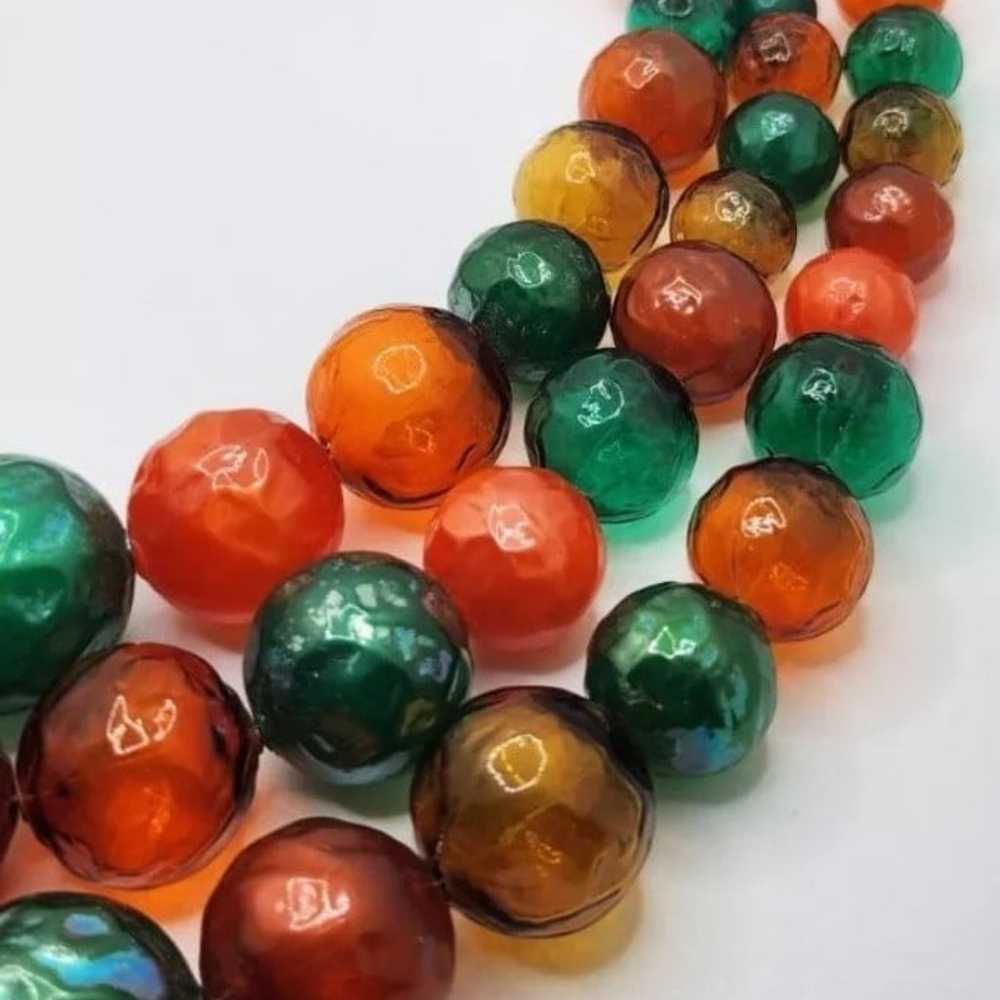 vintage bead strand necklace . 3 strand molded pl… - image 6