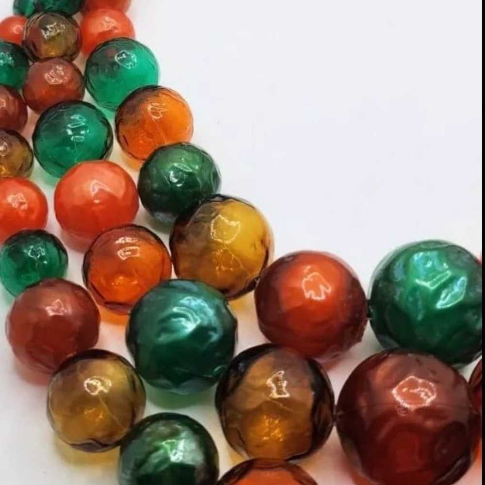 vintage bead strand necklace . 3 strand molded pl… - image 7