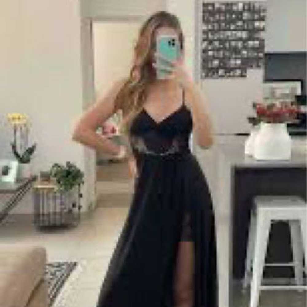 ZARA Black Lace Satin Long Dress ★oo53 - image 1