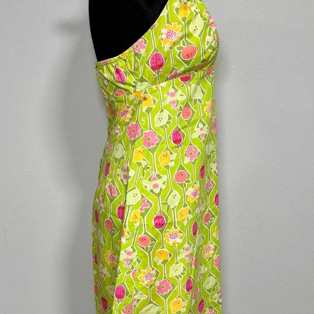 Lilly Pulitzer Vintage Floral Bug Green Mini Dres… - image 3