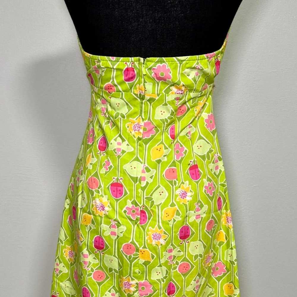 Lilly Pulitzer Vintage Floral Bug Green Mini Dres… - image 4