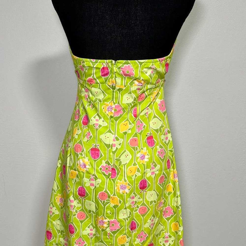 Lilly Pulitzer Vintage Floral Bug Green Mini Dres… - image 5